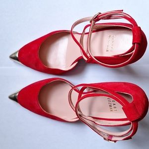 Stuart Weitzman red suede heels